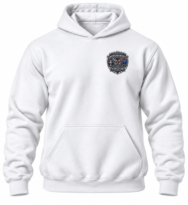 American Muscle Car Club White Hoodie